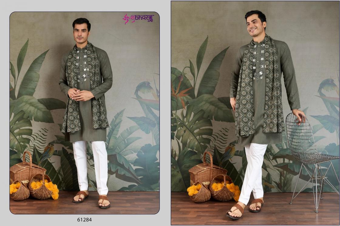 THE HERITAGE HUES BY SHUBHVASTRA VISCOSE FULL STITCH MENS KURTA WITH DUPATTA 