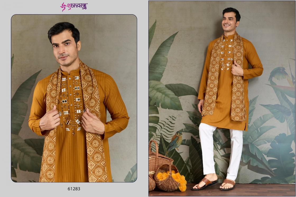 THE HERITAGE HUES BY SHUBHVASTRA VISCOSE FULL STITCH MENS KURTA WITH DUPATTA 