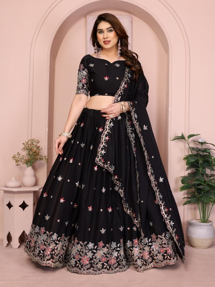 STAR DESIGNER EMBROIDEED STAR GEORGETTE STITCH LEHENGA UNSTITCH CHOLI 