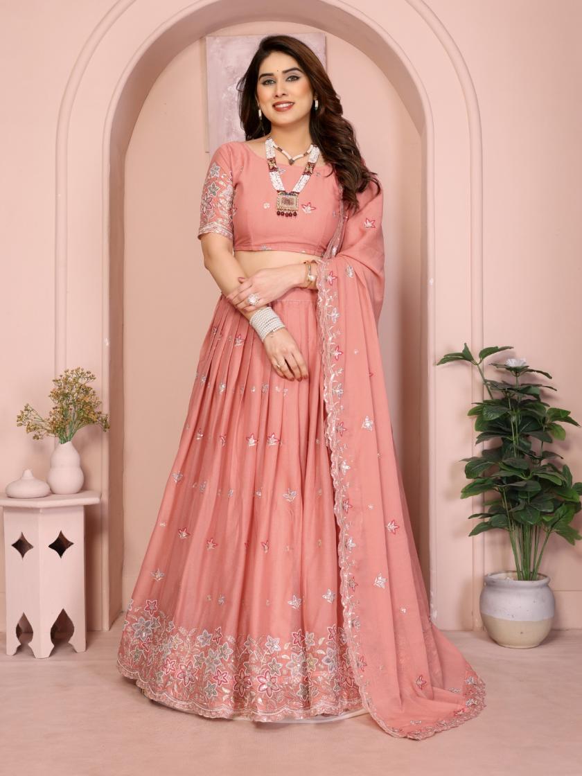 STAR DESIGNER EMBROIDEED STAR GEORGETTE STITCH LEHENGA UNSTITCH CHOLI 