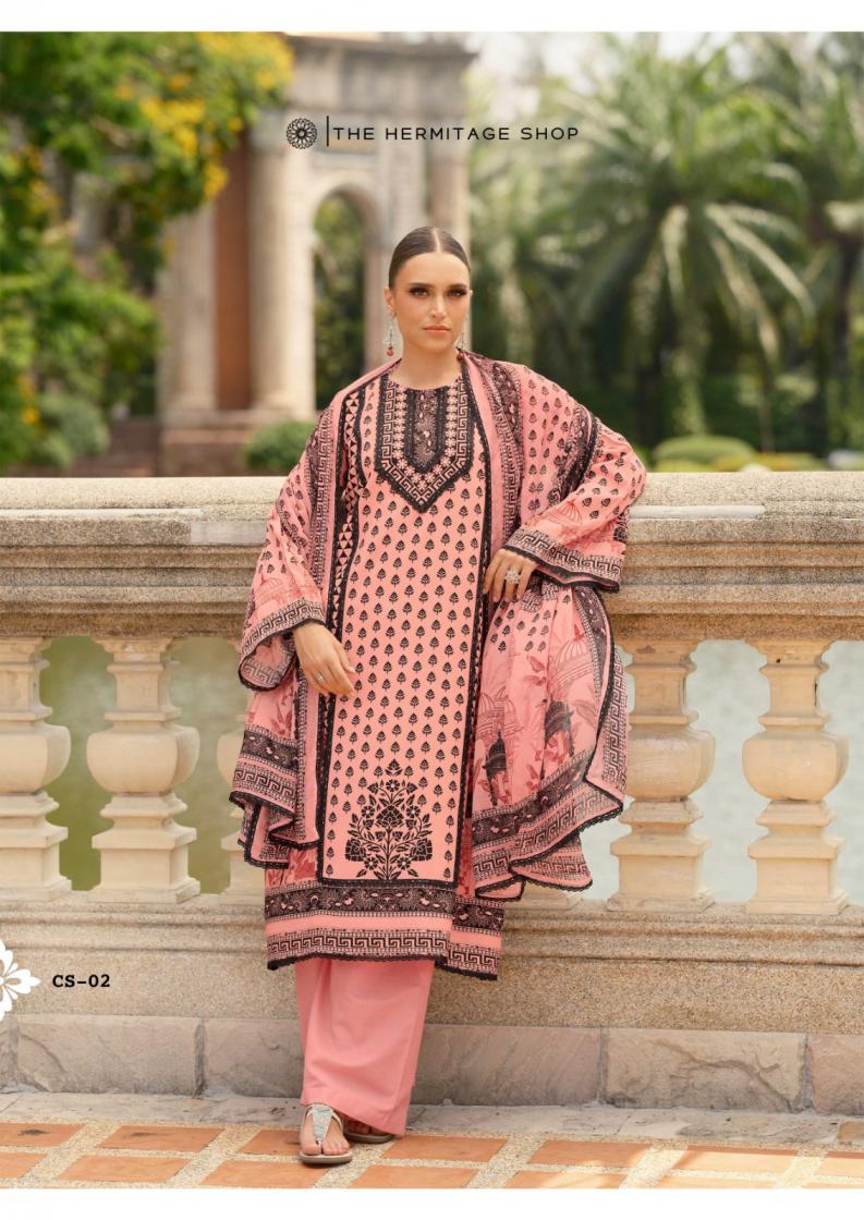 CROSS STITCH VOL 2 BY THE HERMITAGE SHOP VISCOSE LAWN READYMADE BIG SIZE PAKISTANI SUITS 