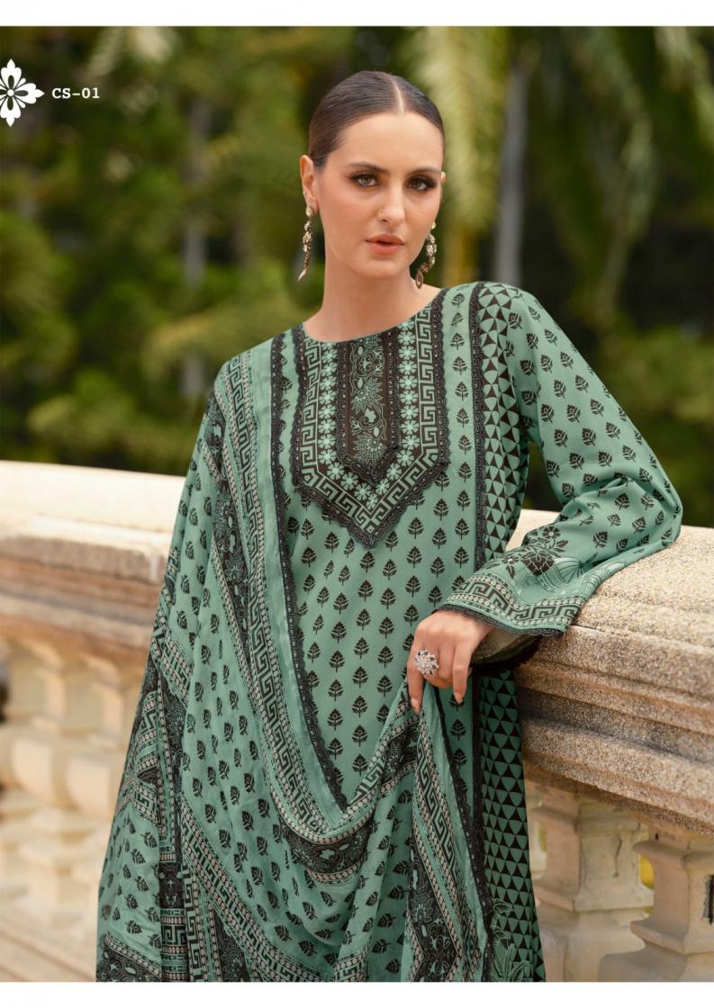 CROSS STITCH VOL 2 BY THE HERMITAGE SHOP VISCOSE LAWN READYMADE BIG SIZE PAKISTANI SUITS 