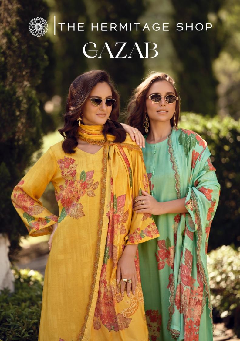 GAZAB BY THE HERMITAGE SHOP VISCOSE COTTON SILK  READYMADE PLUS SIZE PAKISTANI SUITS 