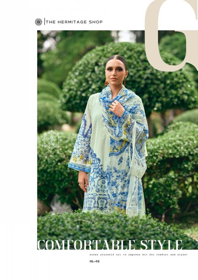 THE ORIGINAL LAWN VOL 2 BY THE HERMITAGE SHOP VISCOSE COTTON PAKISTANI PLUS SIZE 3PCS DRESS