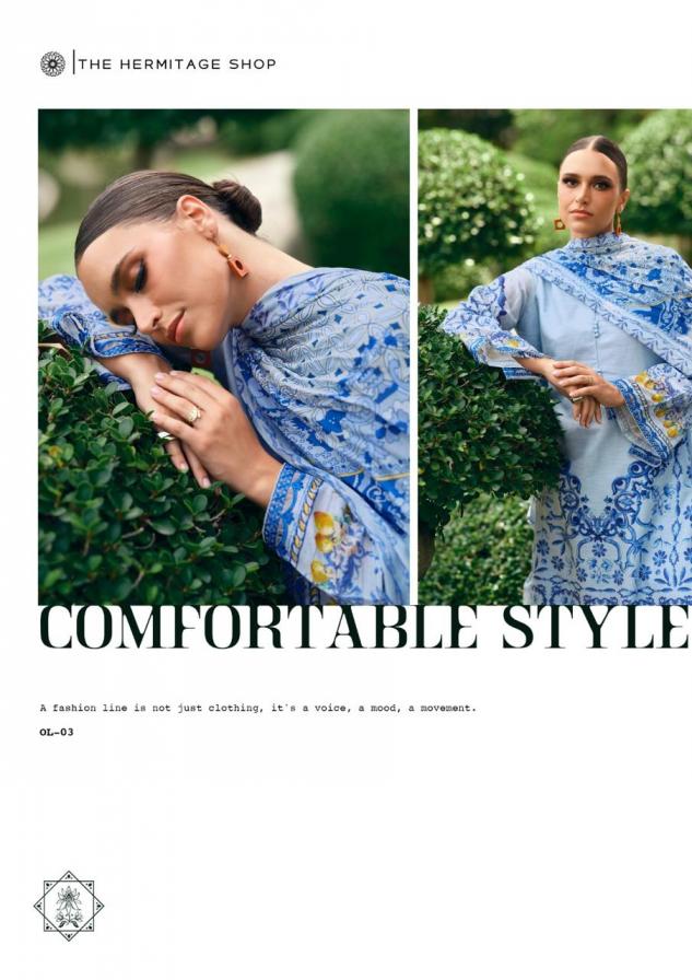 THE ORIGINAL LAWN VOL 2 BY THE HERMITAGE SHOP VISCOSE COTTON PAKISTANI PLUS SIZE 3PCS DRESS