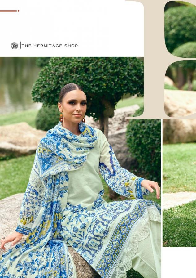 THE ORIGINAL LAWN VOL 2 BY THE HERMITAGE SHOP VISCOSE COTTON PAKISTANI PLUS SIZE 3PCS DRESS