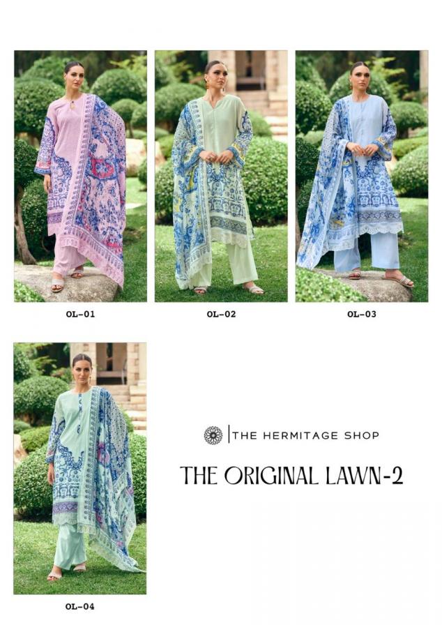 THE ORIGINAL LAWN VOL 2 BY THE HERMITAGE SHOP VISCOSE COTTON PAKISTANI PLUS SIZE 3PCS DRESS