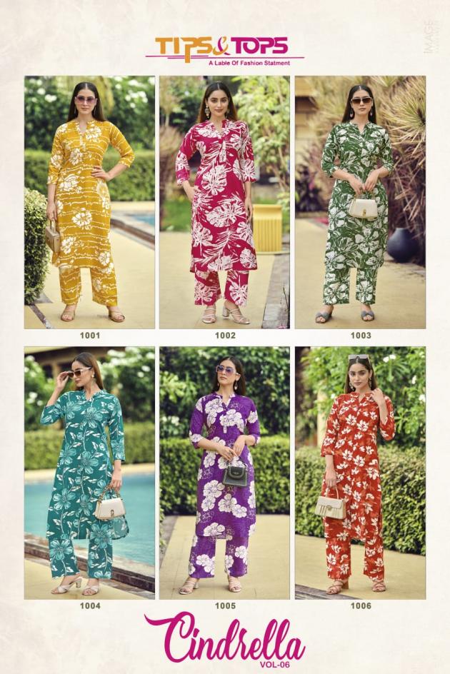 CINDRELLA VOL 6 BY TIPS & TOPS RAYON CASUAL READYMADE CO-ORD SET 