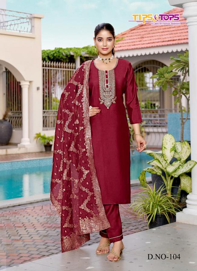 MAAHI BY TIPS & TOPS READYMADE VISCOSE ROMAN SILK BIG SIZE 3PCS DRESS