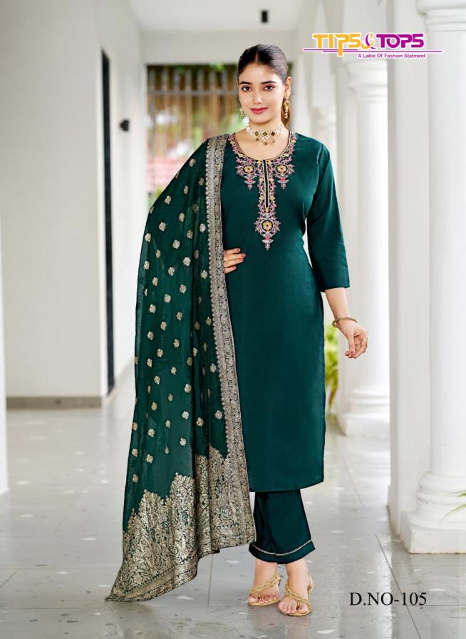 MAAHI BY TIPS & TOPS READYMADE VISCOSE ROMAN SILK BIG SIZE 3PCS DRESS