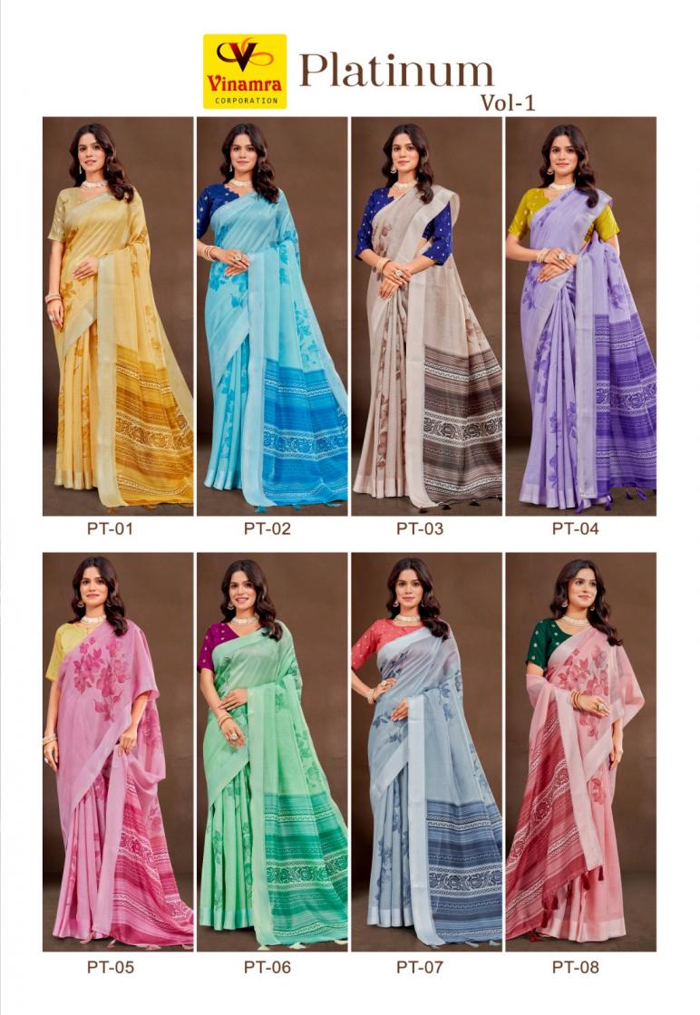 PLATINUM SILK BY VINAMRA CORPORATION PRETTY SATTIN TAPADIYA CHECKS SAREES 