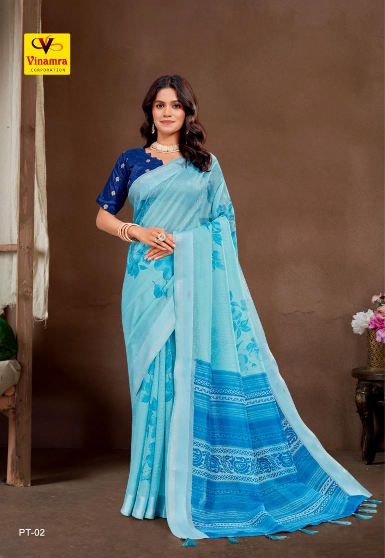 PLATINUM SILK BY VINAMRA CORPORATION PRETTY SATTIN TAPADIYA CHECKS SAREES 