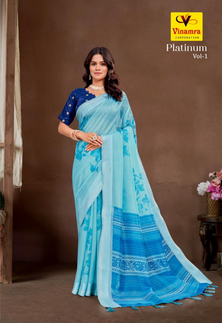 PLATINUM SILK BY VINAMRA CORPORATION PRETTY SATTIN TAPADIYA CHECKS SAREES 