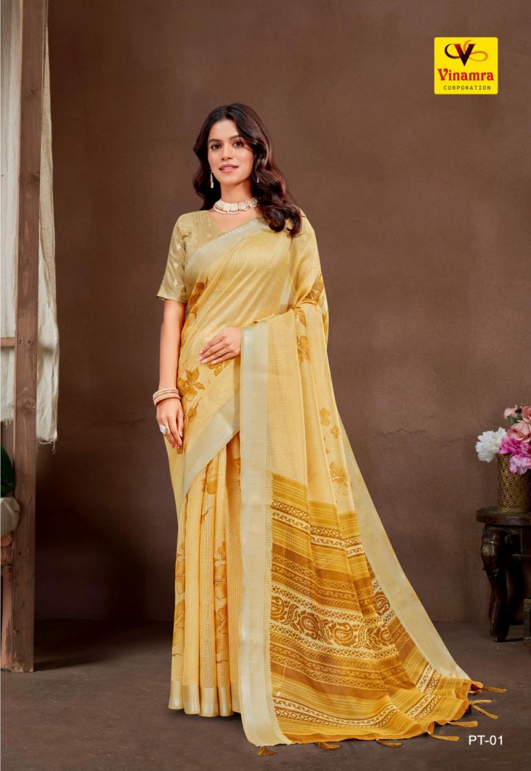 PLATINUM SILK BY VINAMRA CORPORATION PRETTY SATTIN TAPADIYA CHECKS SAREES 