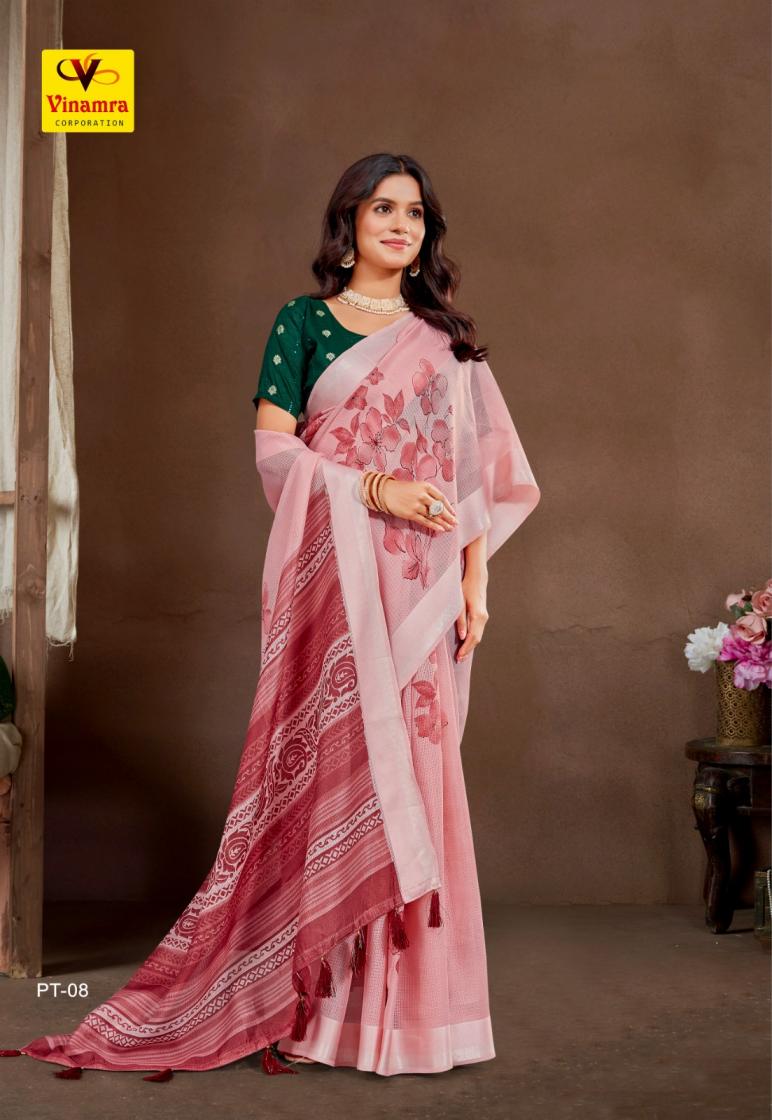 PLATINUM SILK BY VINAMRA CORPORATION PRETTY SATTIN TAPADIYA CHECKS SAREES 