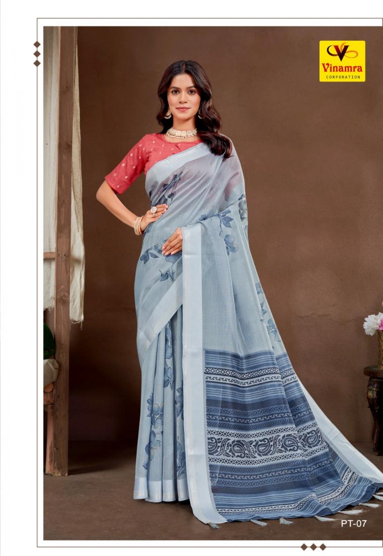 PLATINUM SILK BY VINAMRA CORPORATION PRETTY SATTIN TAPADIYA CHECKS SAREES 