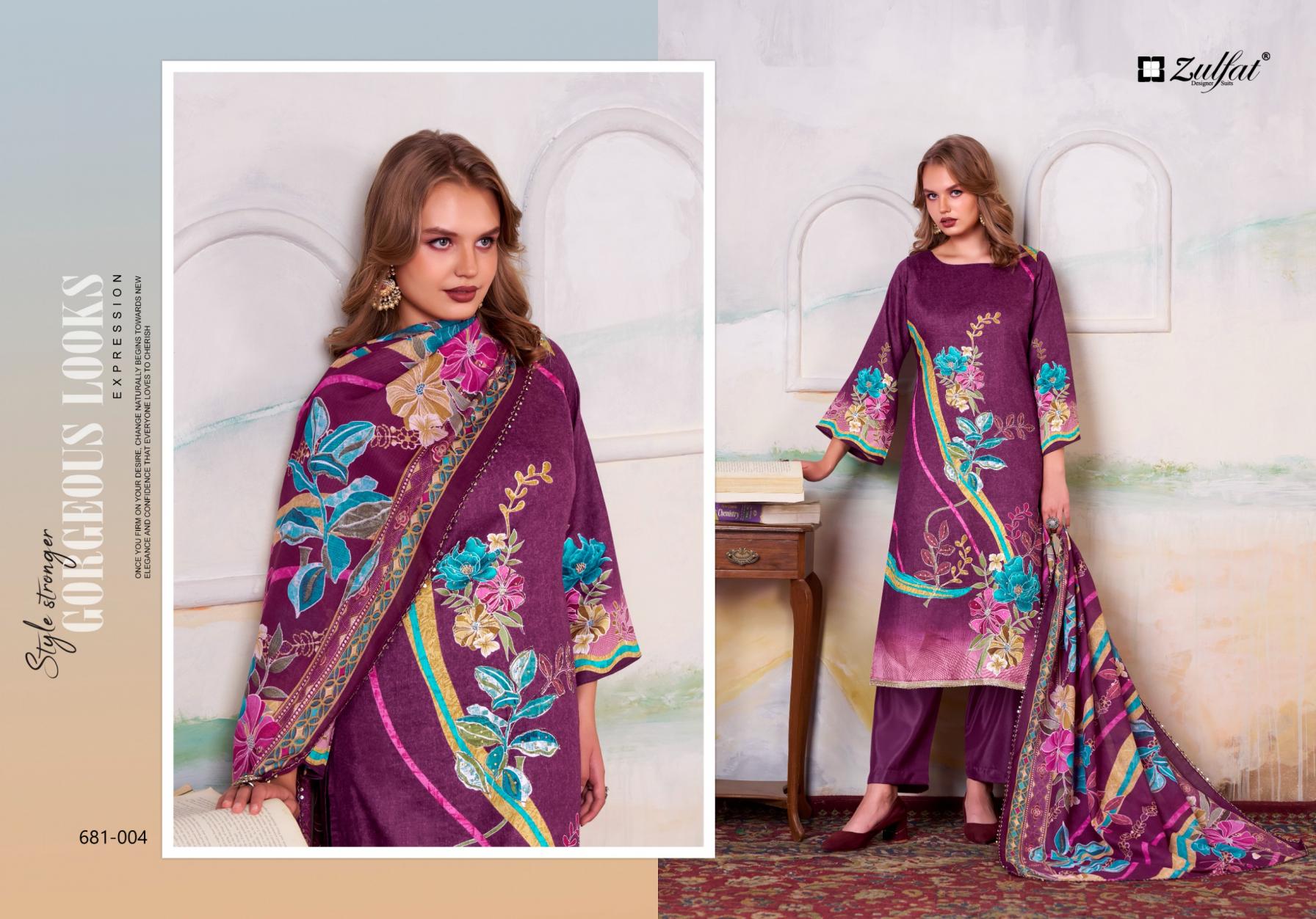 HAYAT BY BELLIZA DESIGNER JAM COTTON FULL STITCH PLUS SIZE 3PCS DRESS 