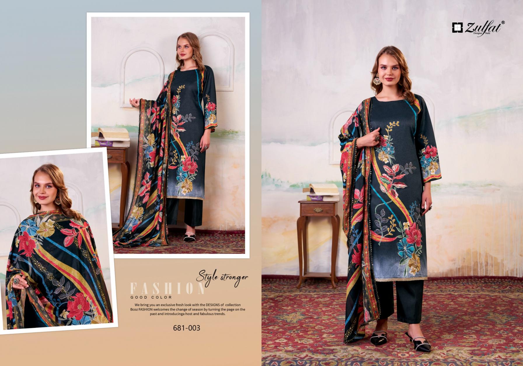 HAYAT BY BELLIZA DESIGNER JAM COTTON FULL STITCH PLUS SIZE 3PCS DRESS 