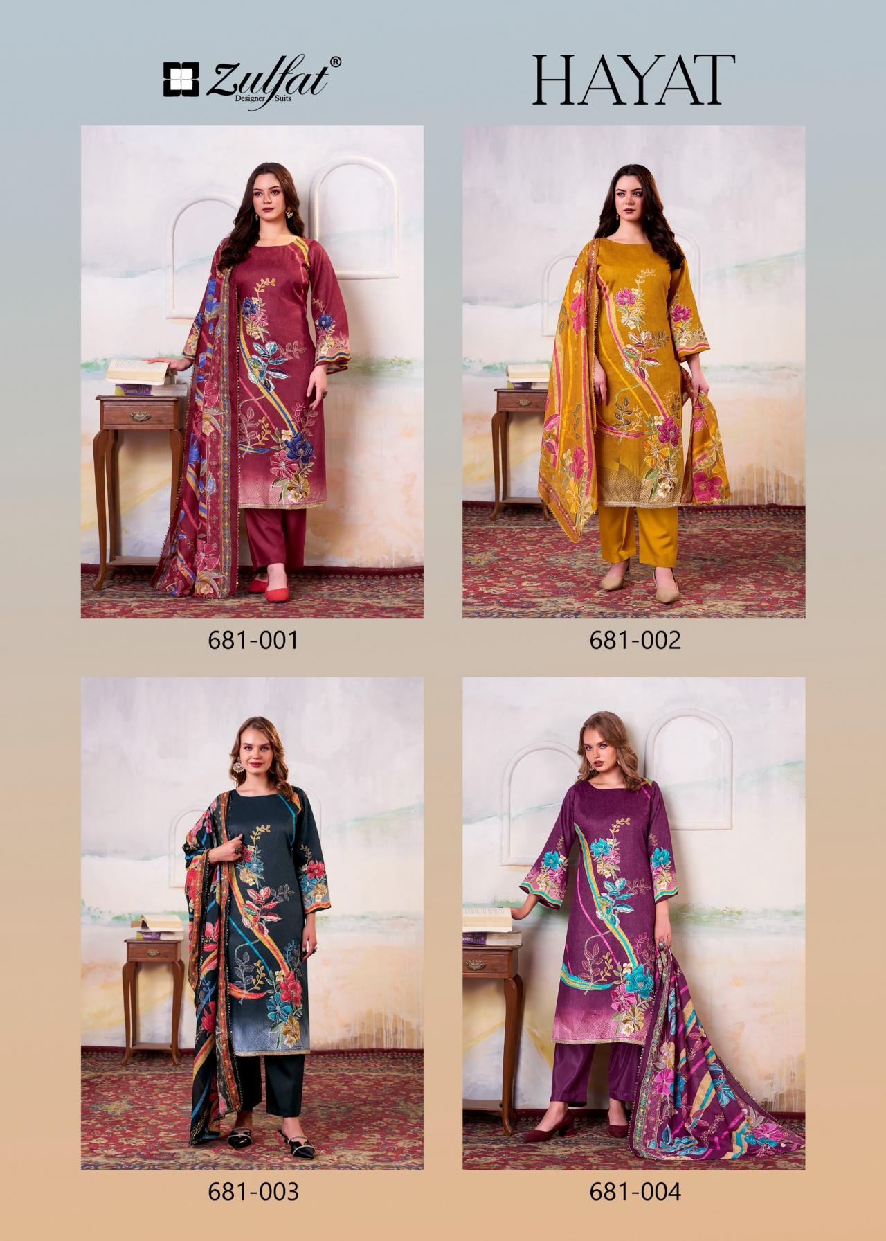 HAYAT BY BELLIZA DESIGNER JAM COTTON FULL STITCH PLUS SIZE 3PCS DRESS 