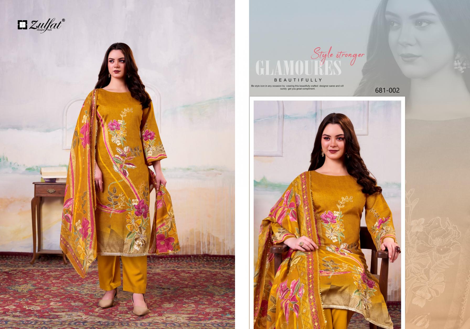 HAYAT BY BELLIZA DESIGNER JAM COTTON FULL STITCH PLUS SIZE 3PCS DRESS 