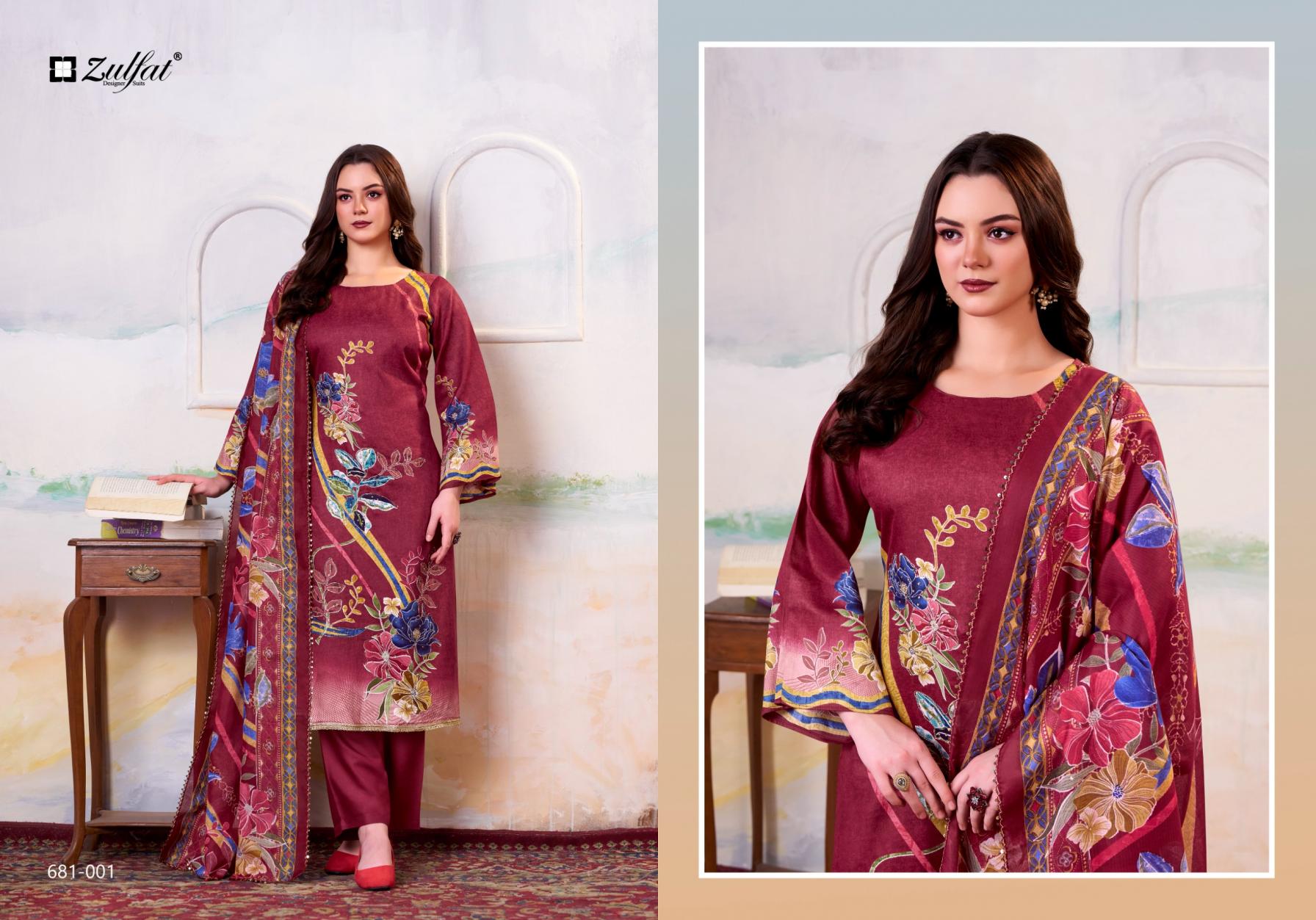 HAYAT BY BELLIZA DESIGNER JAM COTTON FULL STITCH PLUS SIZE 3PCS DRESS 