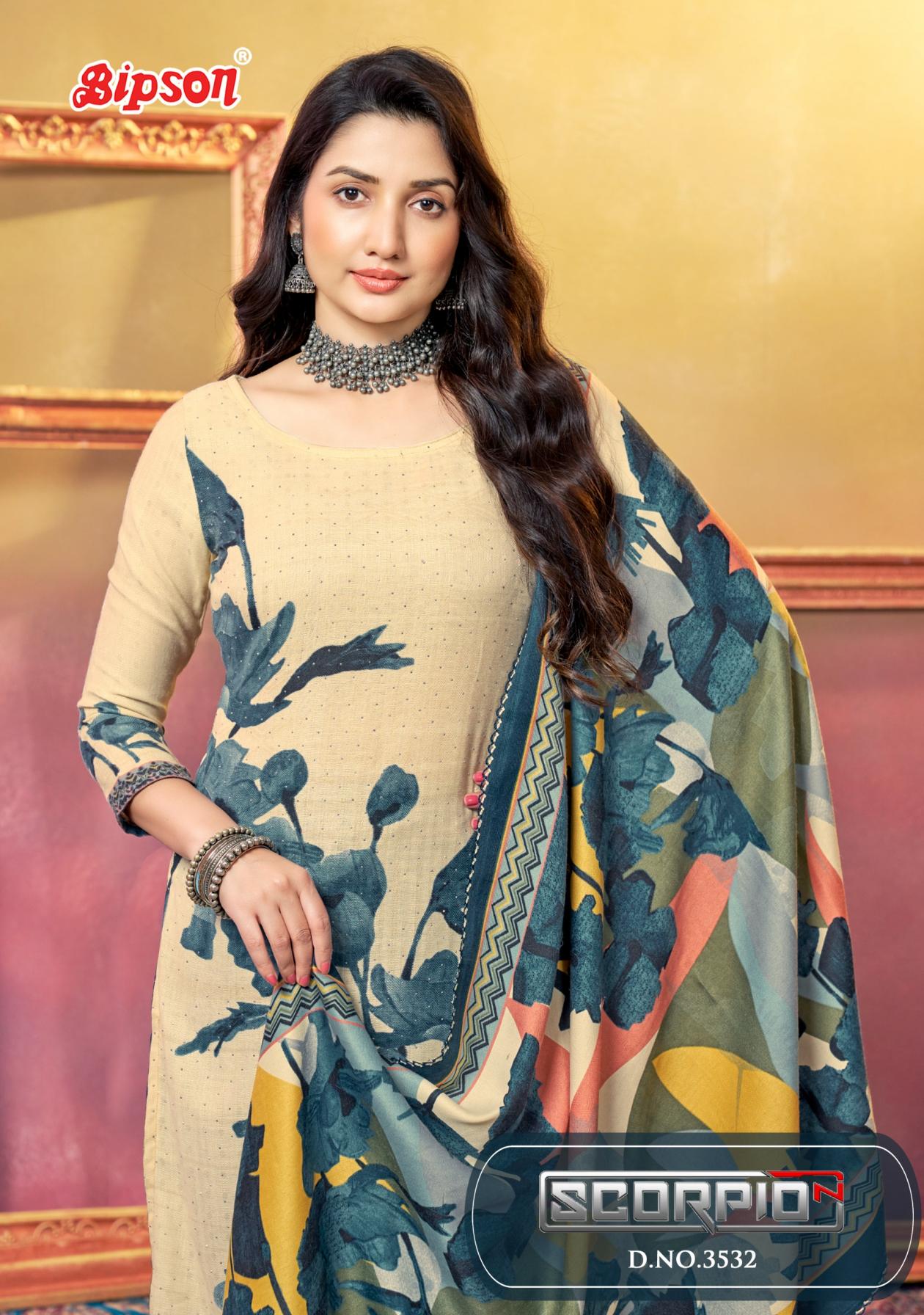 SCORPIO 3532 BY BIPSON PRINTS PRETTY WOOLLEN PASHMINA SUITS 