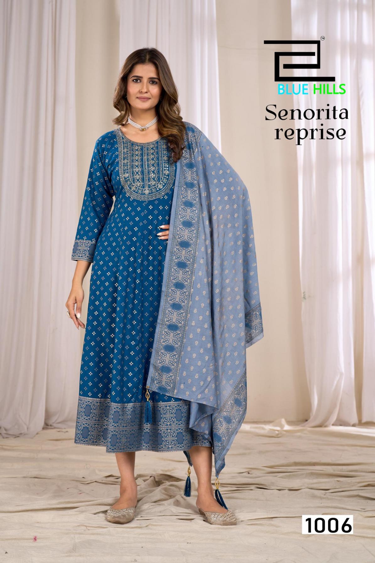 SENORITA REPRISE BY BLUE HILLS ANARKALI RAYON READYMADE PLUS SIZE DRESS