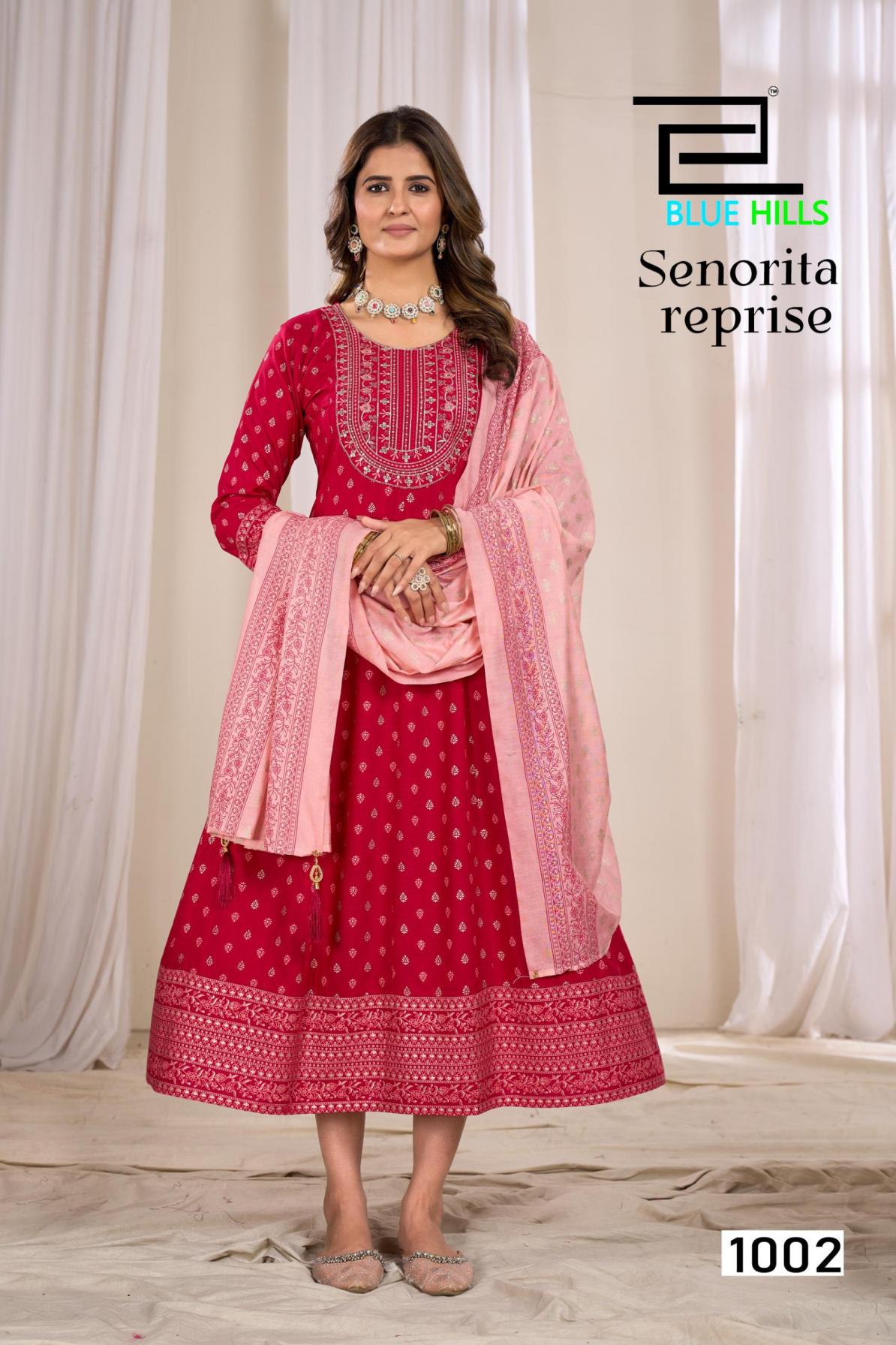 SENORITA REPRISE BY BLUE HILLS ANARKALI RAYON READYMADE PLUS SIZE DRESS