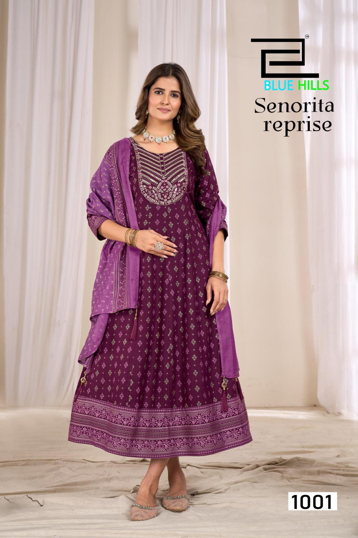 SENORITA REPRISE BY BLUE HILLS ANARKALI RAYON READYMADE PLUS SIZE DRESS