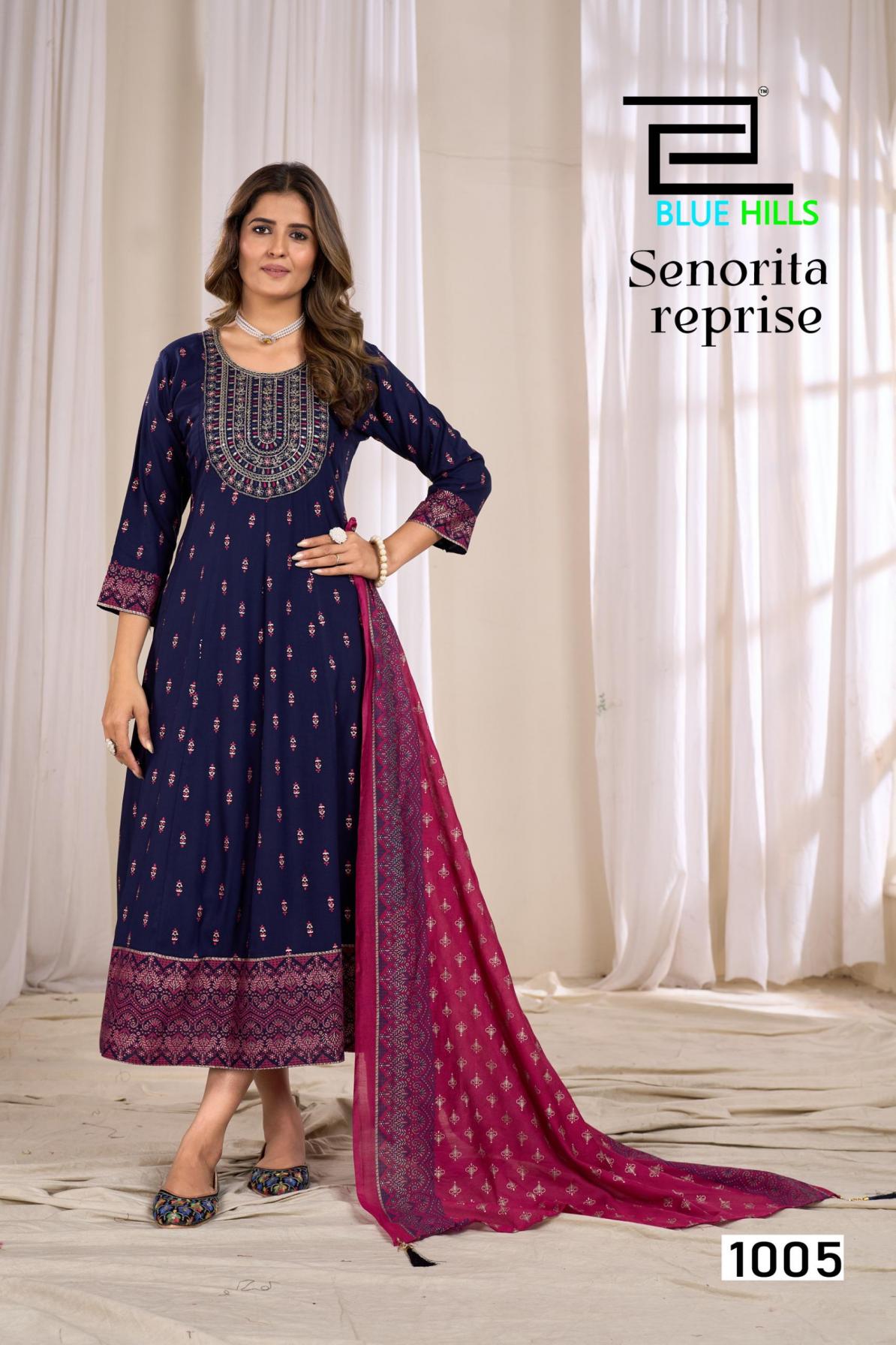SENORITA REPRISE BY BLUE HILLS ANARKALI RAYON READYMADE PLUS SIZE DRESS