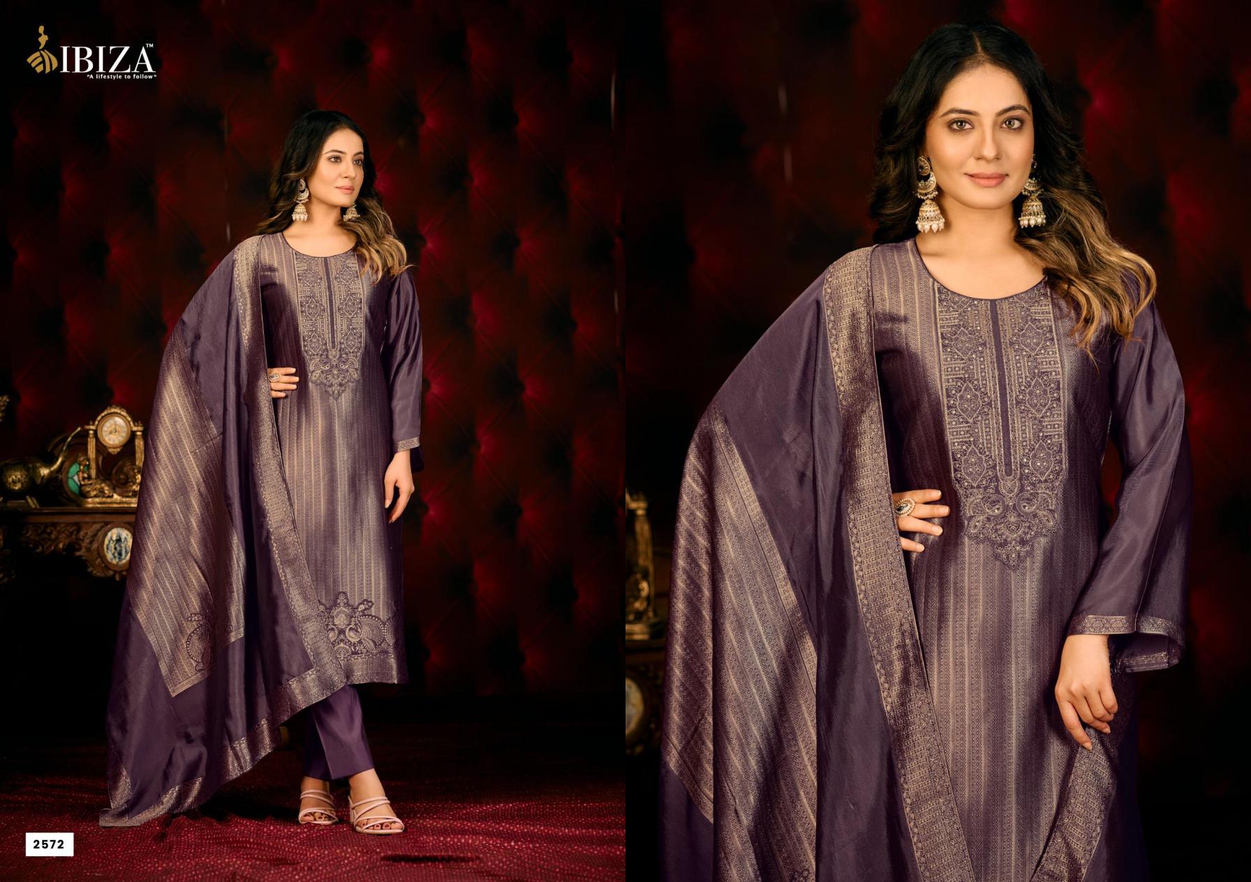 ELLE BY IBIZA BANGLORY SILK JACQUARD UNSTITCH LADIES SUITS 