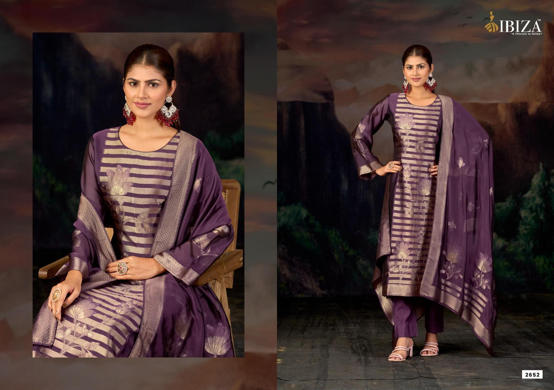 ELLE BY IBIZA BANGLORY SILK JACQUARD UNSTITCH LADIES SUITS 