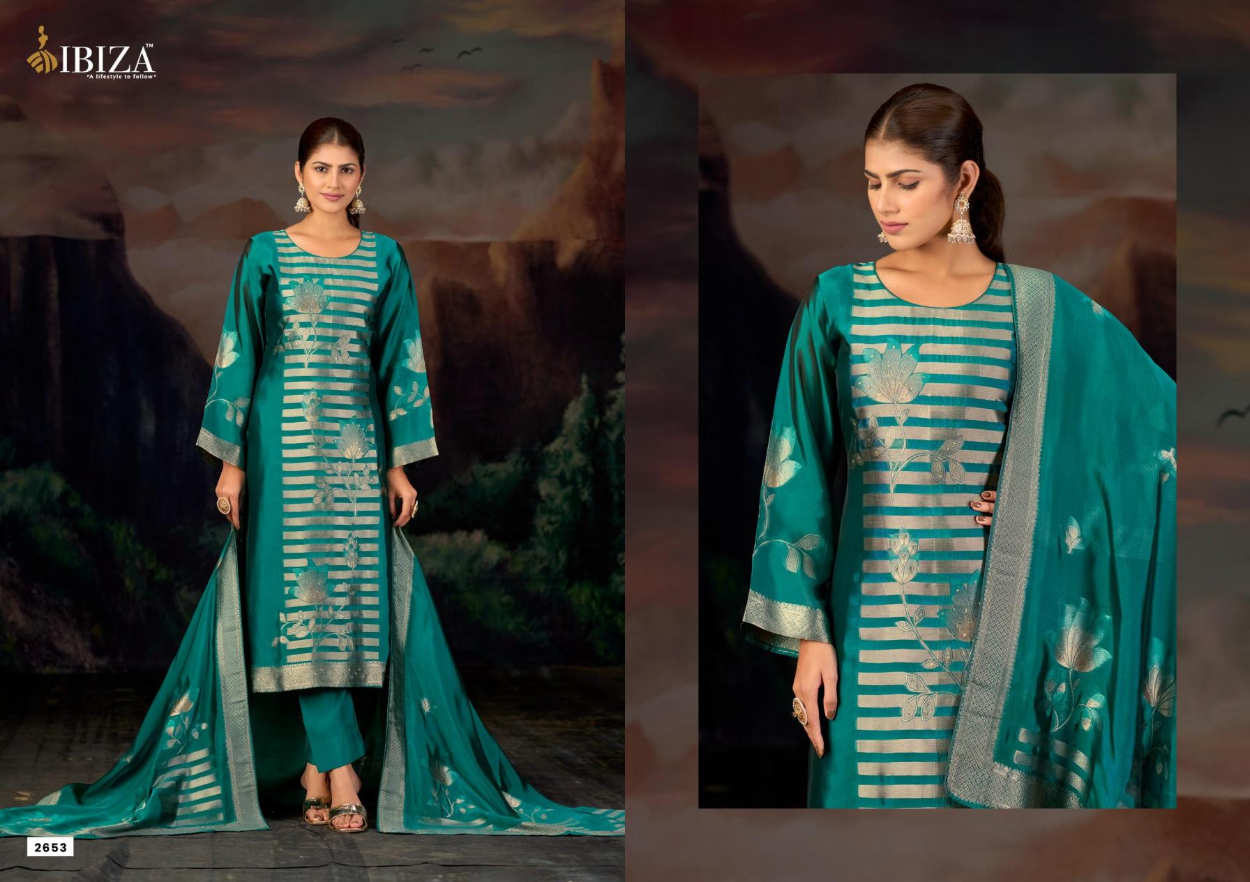 ELLE BY IBIZA BANGLORY SILK JACQUARD UNSTITCH LADIES SUITS 