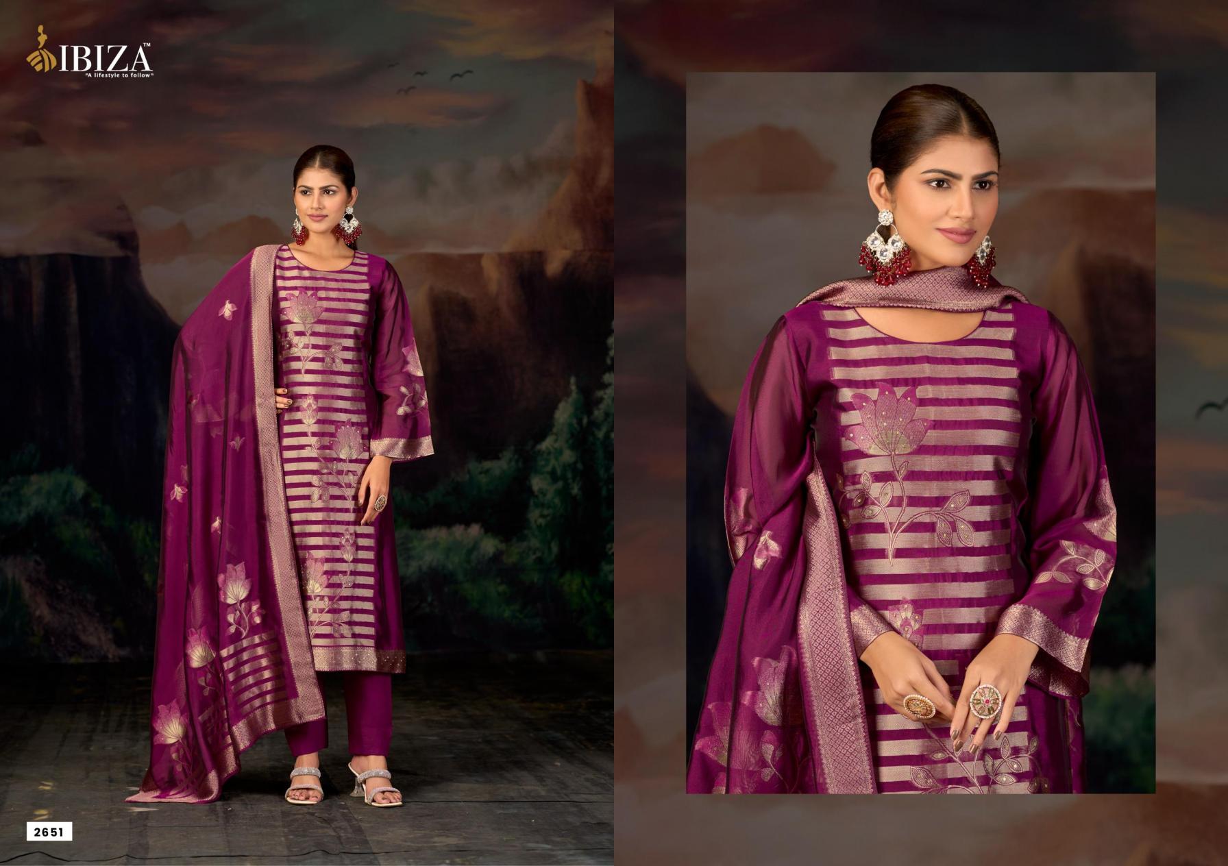 ELLE BY IBIZA BANGLORY SILK JACQUARD UNSTITCH LADIES SUITS 