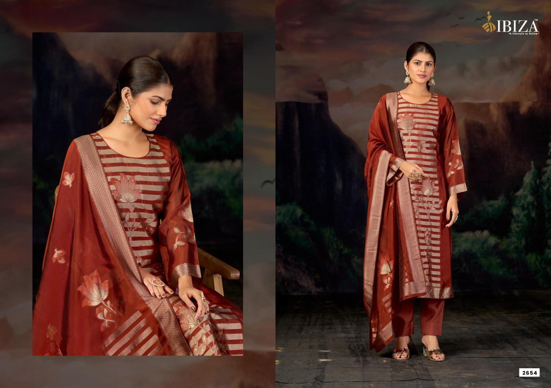 ELLE BY IBIZA BANGLORY SILK JACQUARD UNSTITCH LADIES SUITS 