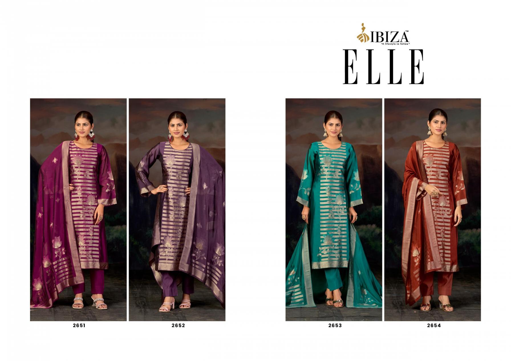 ELLE BY IBIZA BANGLORY SILK JACQUARD UNSTITCH LADIES SUITS 