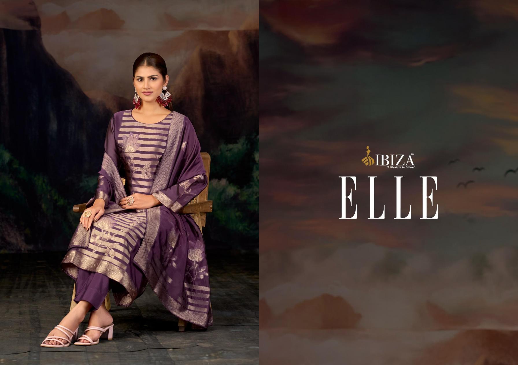 ELLE BY IBIZA BANGLORY SILK JACQUARD UNSTITCH LADIES SUITS 