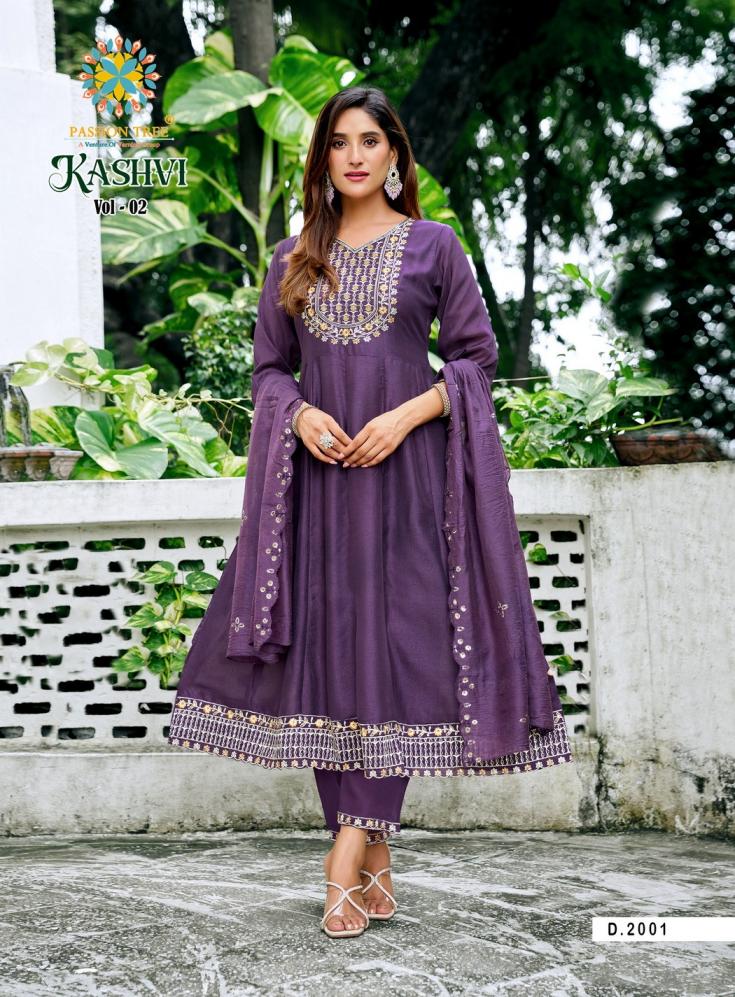 PASSION TREE KASHVI VOL 2 ANARKALI VICHITRA SILK FULLY STITCH PLUS SIZE SUITS 