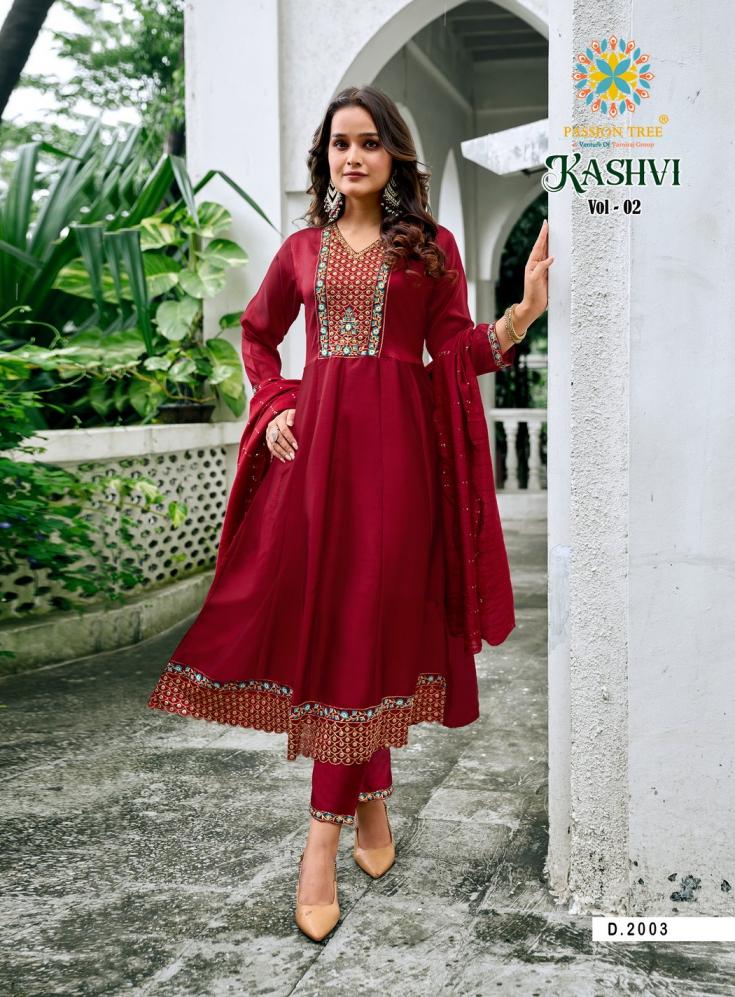 PASSION TREE KASHVI VOL 2 ANARKALI VICHITRA SILK FULLY STITCH PLUS SIZE SUITS 