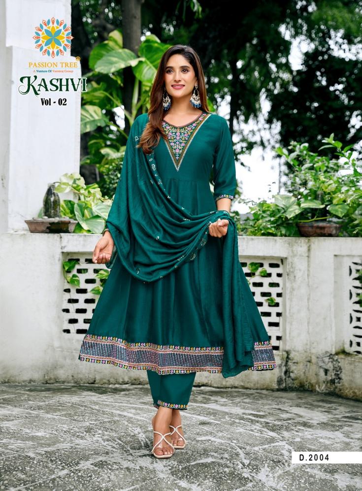 PASSION TREE KASHVI VOL 2 ANARKALI VICHITRA SILK FULLY STITCH PLUS SIZE SUITS 
