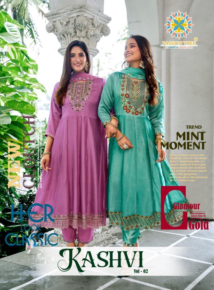 PASSION TREE KASHVI VOL 2 ANARKALI VICHITRA SILK FULLY STITCH PLUS SIZE SUITS 