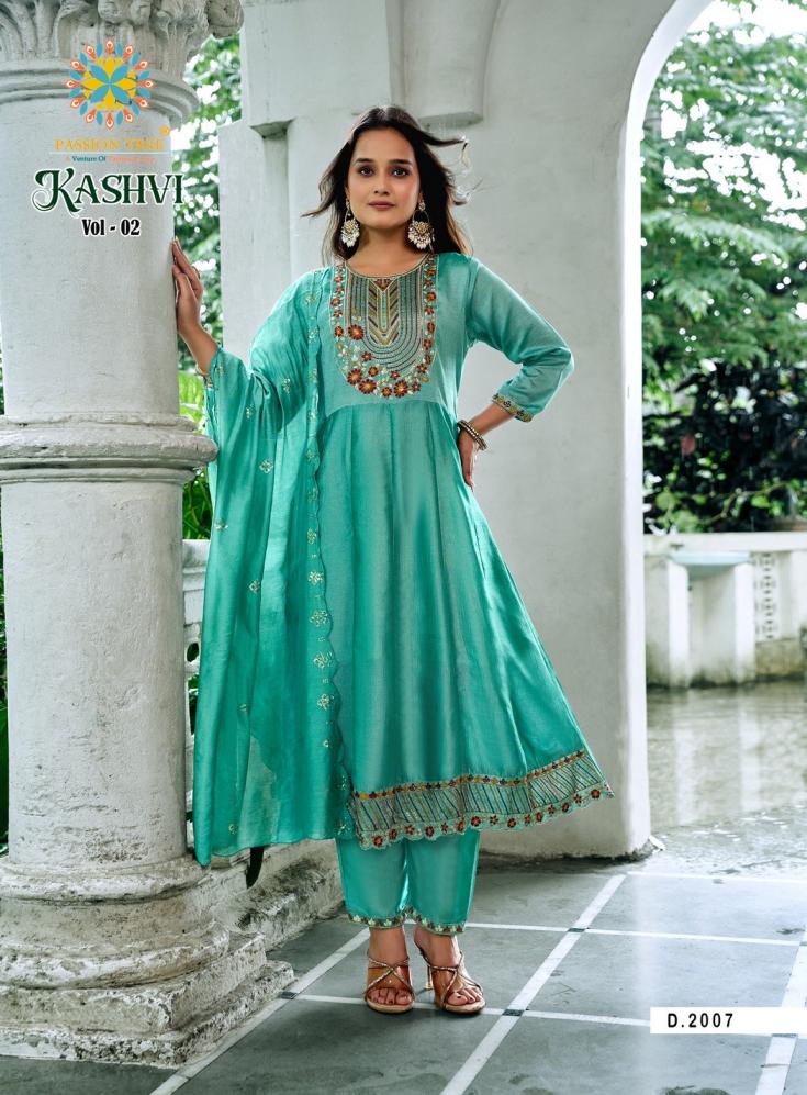 PASSION TREE KASHVI VOL 2 ANARKALI VICHITRA SILK FULLY STITCH PLUS SIZE SUITS 
