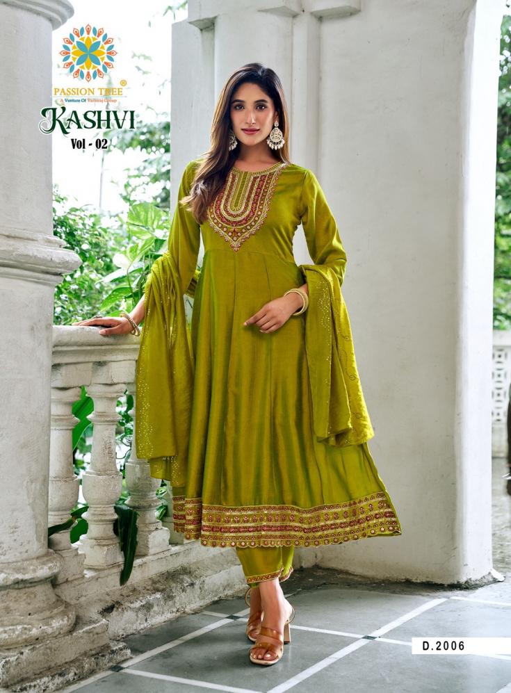 PASSION TREE KASHVI VOL 2 ANARKALI VICHITRA SILK FULLY STITCH PLUS SIZE SUITS 