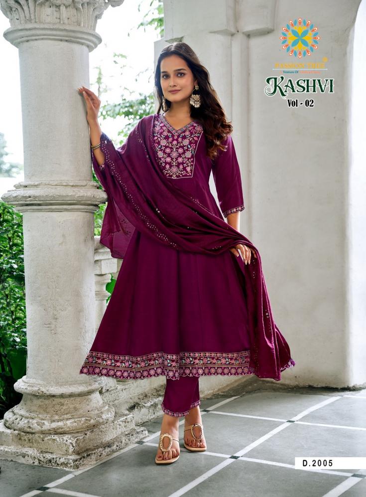 PASSION TREE KASHVI VOL 2 ANARKALI VICHITRA SILK FULLY STITCH PLUS SIZE SUITS 