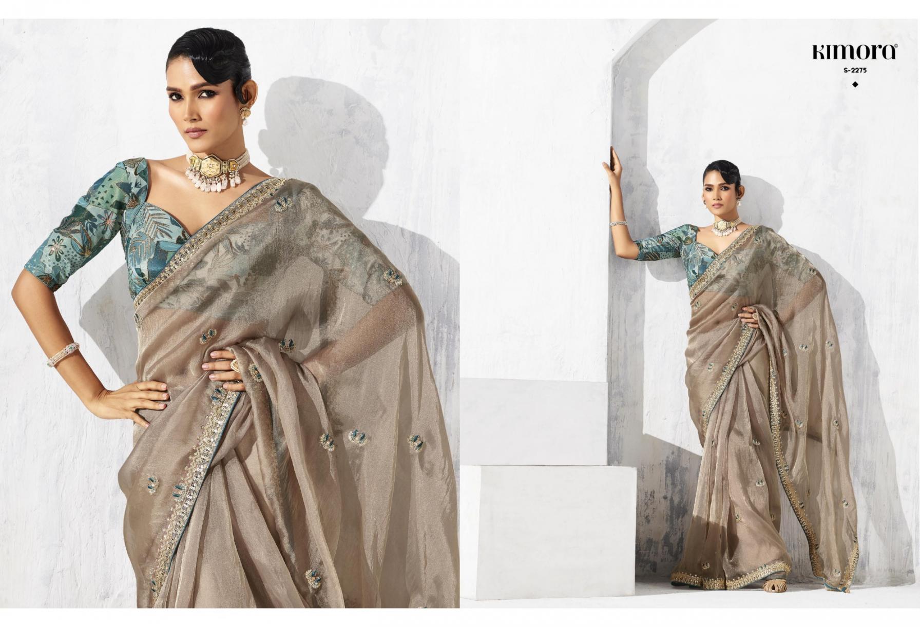 LASHKARA BY KIMORA OCCASION WEAR GLASS TISSUE ORGANZA SAREES 