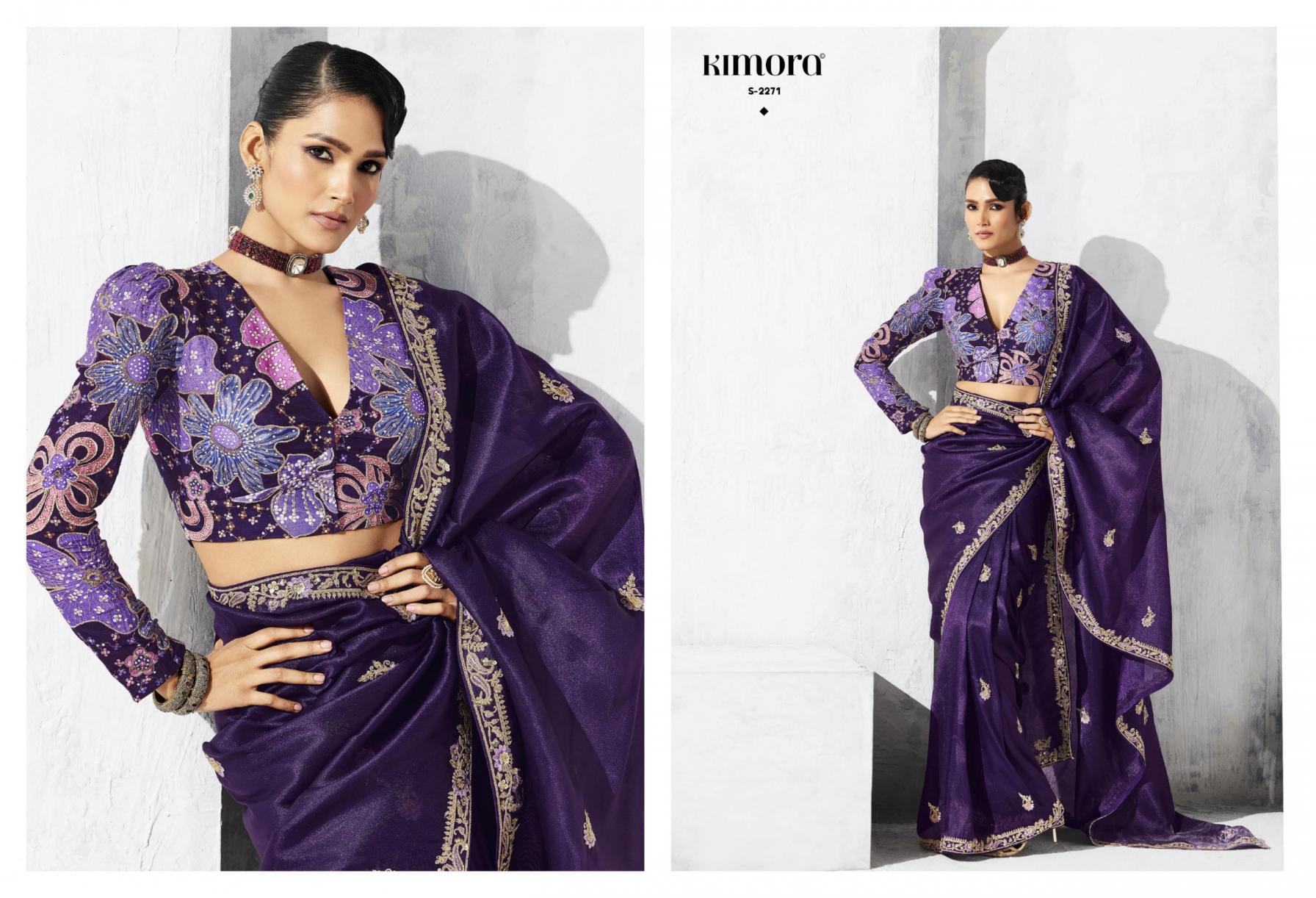 LASHKARA BY KIMORA OCCASION WEAR GLASS TISSUE ORGANZA SAREES 