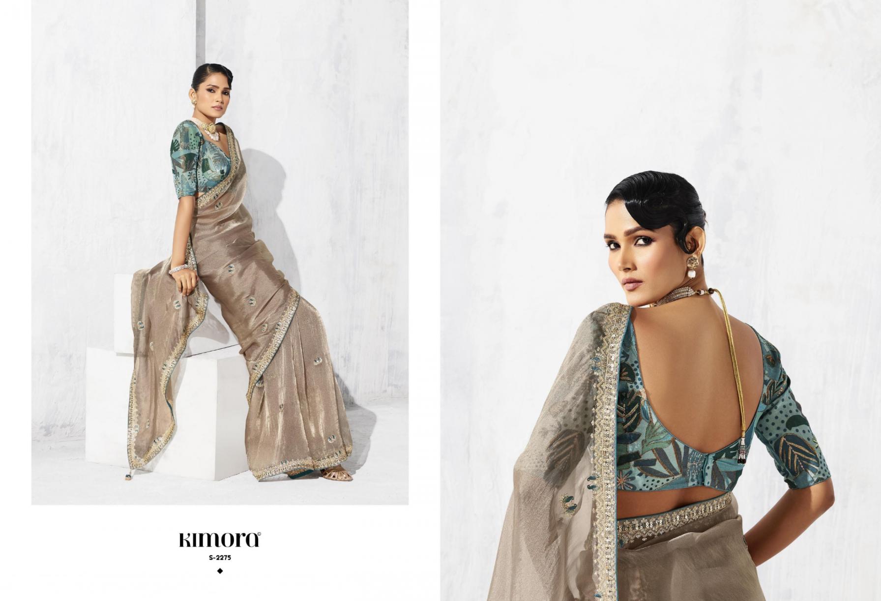 LASHKARA BY KIMORA OCCASION WEAR GLASS TISSUE ORGANZA SAREES 