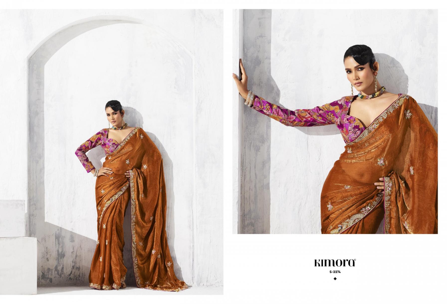 LASHKARA BY KIMORA OCCASION WEAR GLASS TISSUE ORGANZA SAREES 
