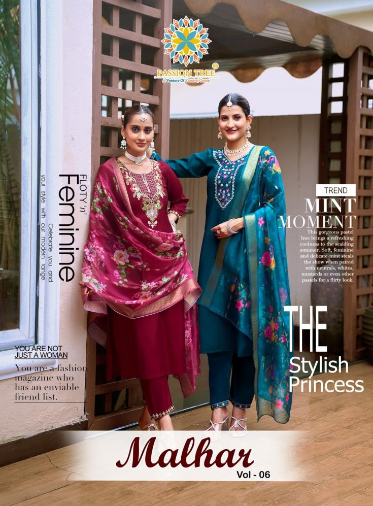 PASSION TREE MALHAR VOL 6 ROMAN SILK STYLISH BIG SIZE 3PCS DRESS