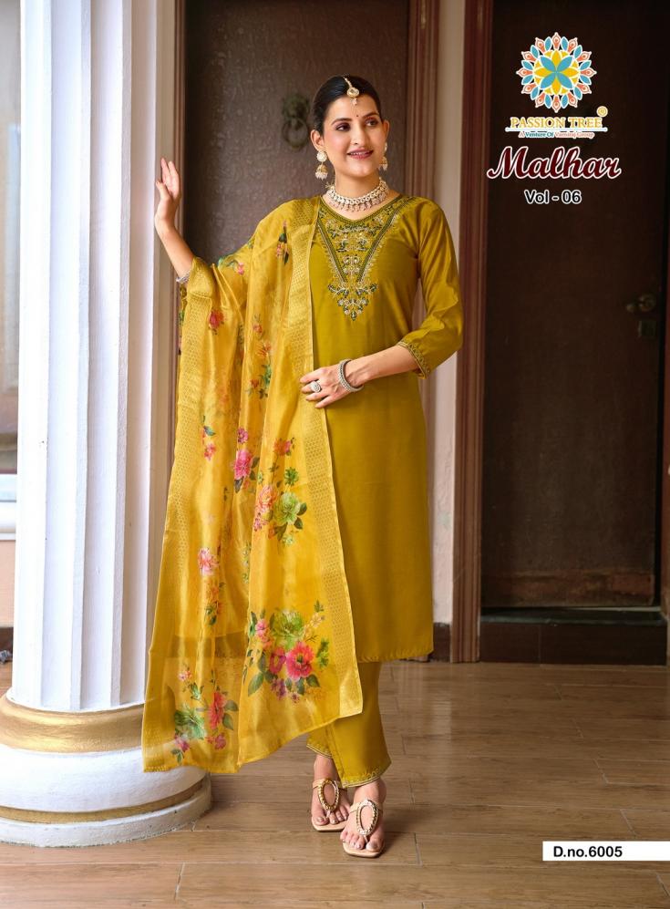 PASSION TREE MALHAR VOL 6 ROMAN SILK STYLISH BIG SIZE 3PCS DRESS